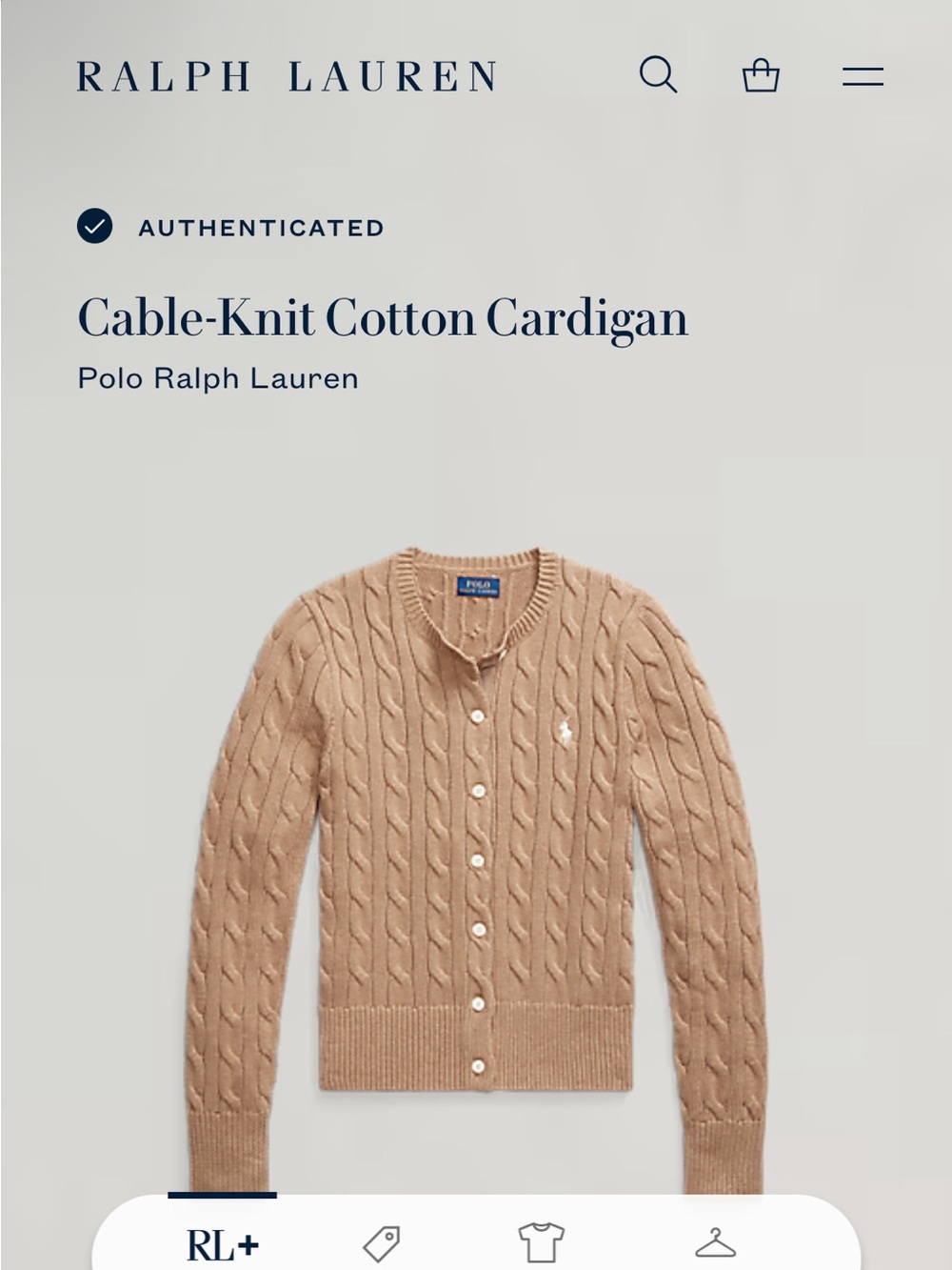 Polo Ralph Lauren Excellent Cable-Knit Cotton Cardigan Women’s XS – Camel - Picture 13 of 13